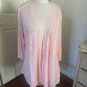 Torrid Soft Pink Lace Trim Cardigan